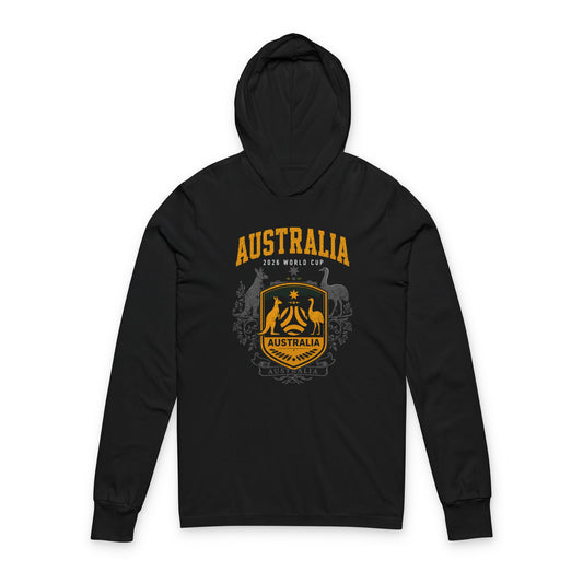AUSTRALIA Soccer Hoodie Tee — World Cup 2022 Team Roster Long-Sleeve Hooded Tee