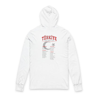 TURKEY Soccer Hoodie Tee — World Cup 2022 Team Roster Long-Sleeve Hooded Tee
