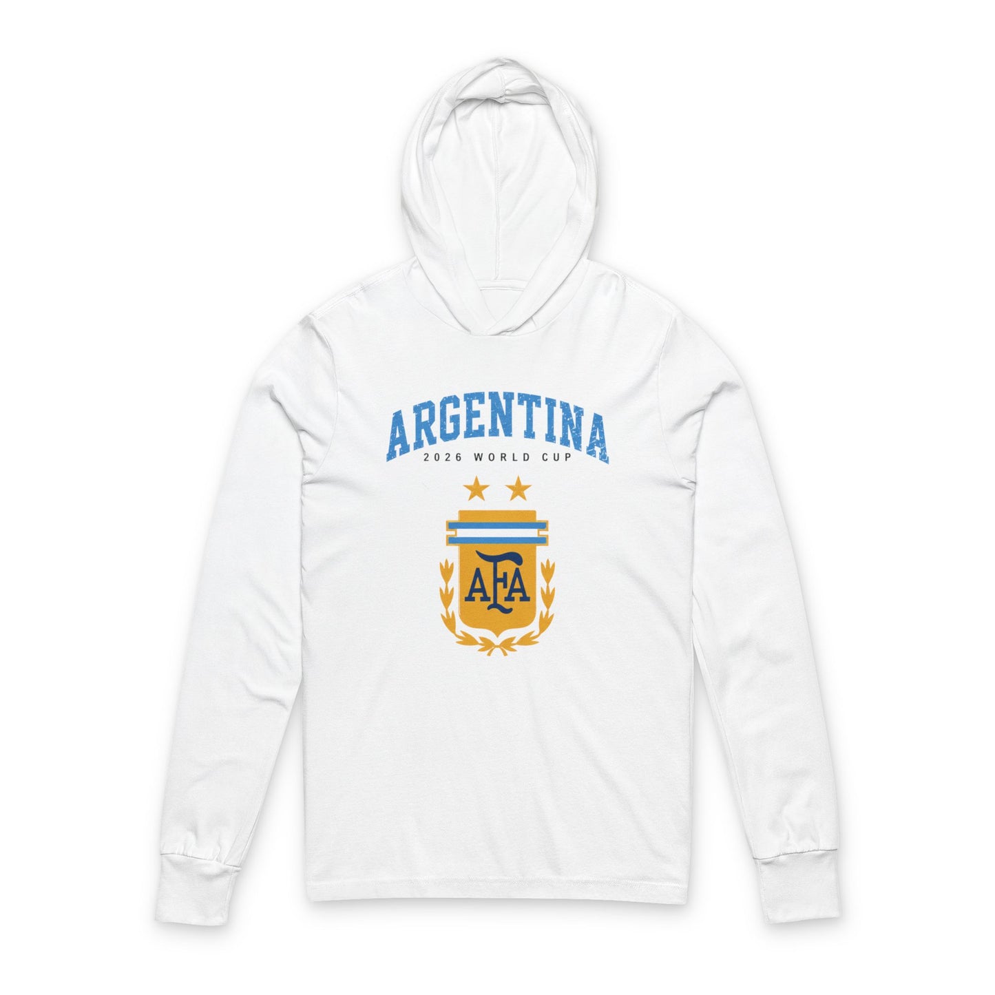 ARGENTINA Soccer Hoodie Tee — World Cup 2022 Team Roster Long-Sleeve Hooded Tee