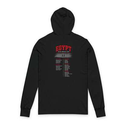 EGYPT Soccer Hoodie Tee — World Cup 2022 Team Roster Long-Sleeve Hooded Tee