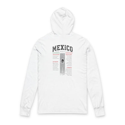 MEXICO Soccer Hoodie Tee — World Cup 2022 Team Roster Long-Sleeve Hooded Tee