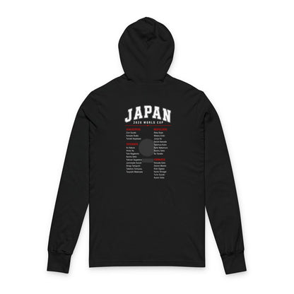 JAPAN Soccer Hoodie Tee — World Cup 2022 Team Roster Long-Sleeve Hooded Tee