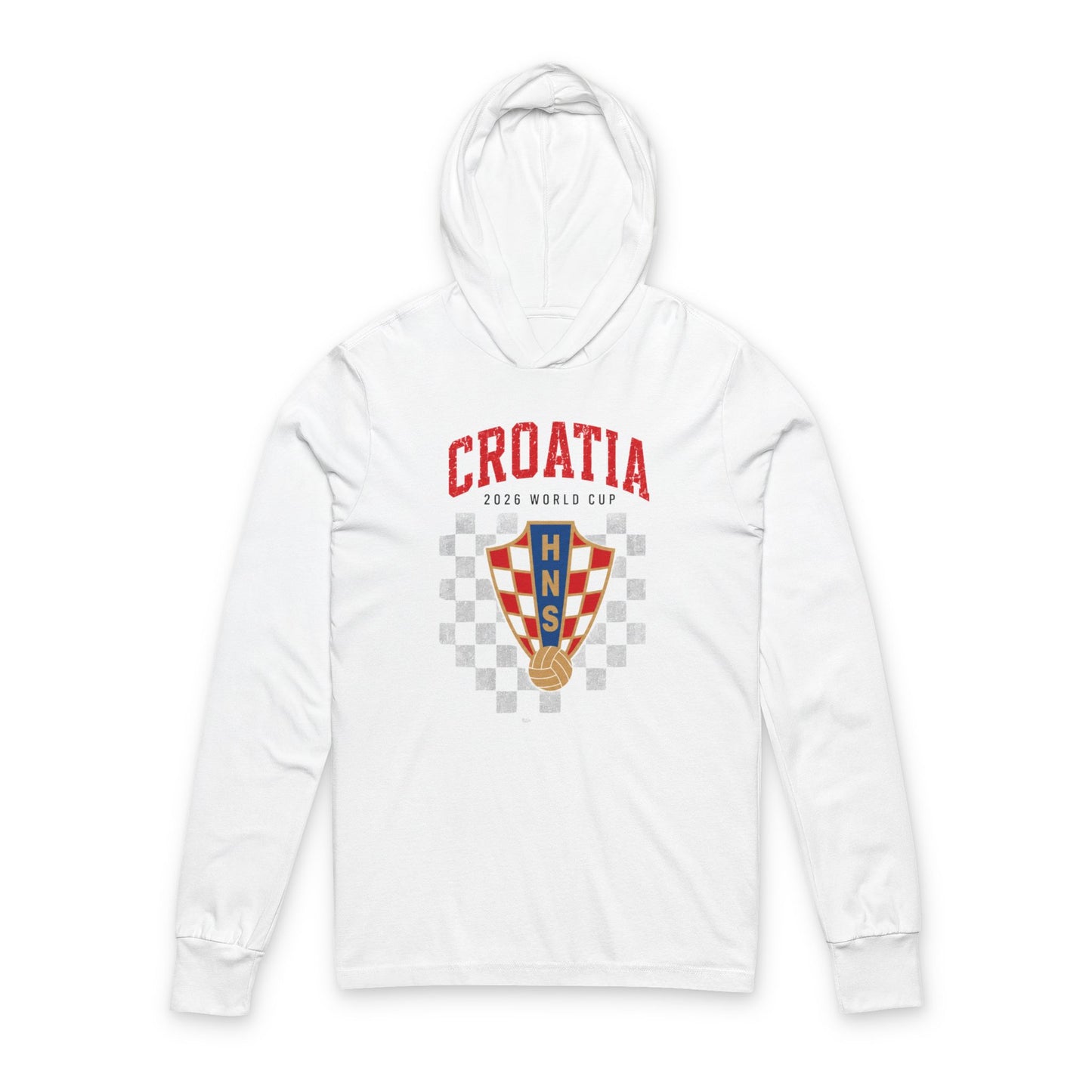 CROATIA  Soccer Hoodie Tee — World Cup 2022 Team Roster Long-Sleeve Hooded Tee