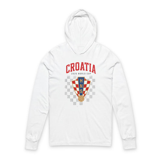 CROATIA  Soccer Hoodie Tee — World Cup 2022 Team Roster Long-Sleeve Hooded Tee