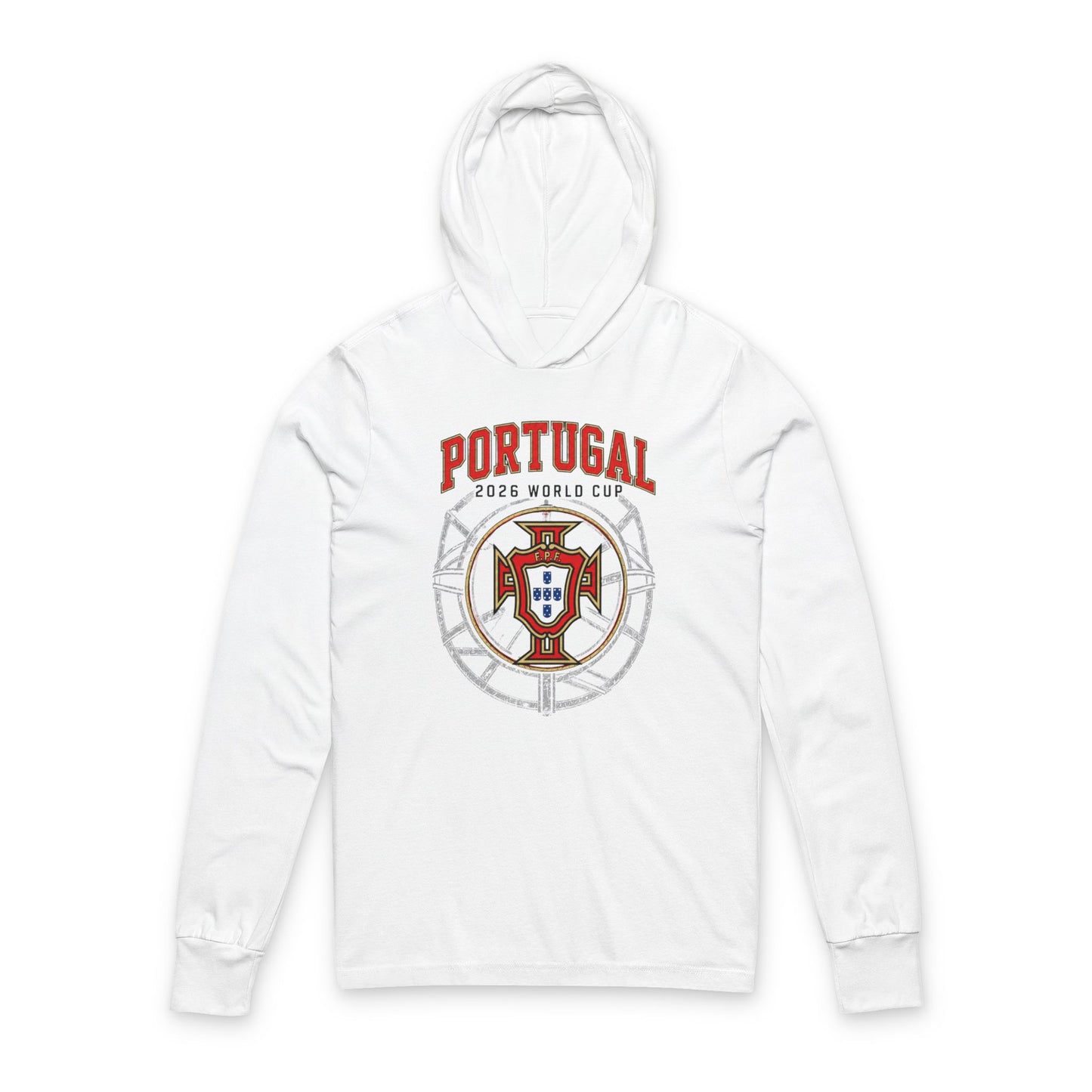 PORTUGAL Soccer Hoodie Tee — World Cup 2022 Team Roster Long-Sleeve Hooded Tee