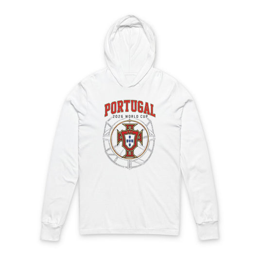 PORTUGAL Soccer Hoodie Tee — World Cup 2022 Team Roster Long-Sleeve Hooded Tee