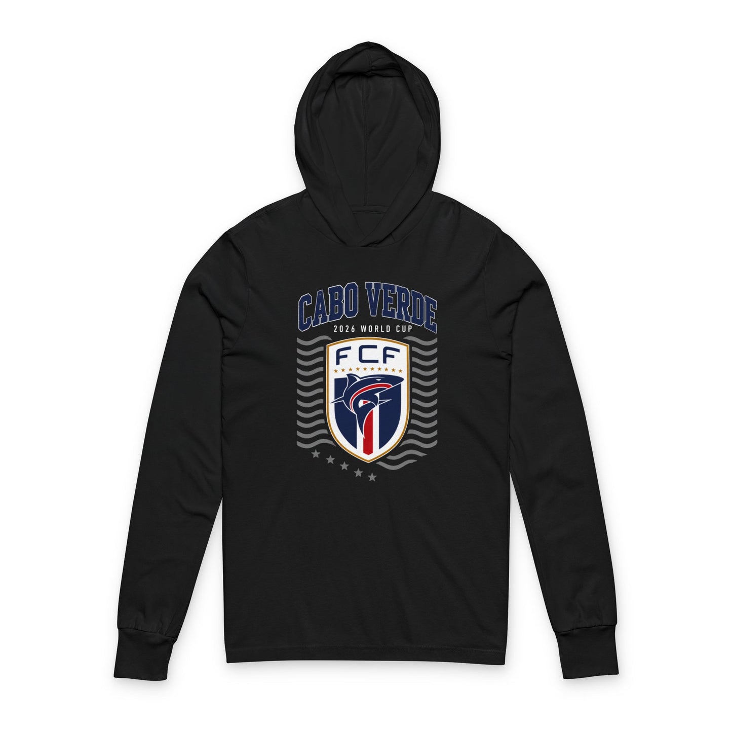 CABO VERDE Soccer Hoodie Tee — World Cup 2022 Team Roster Long-Sleeve Hooded Tee