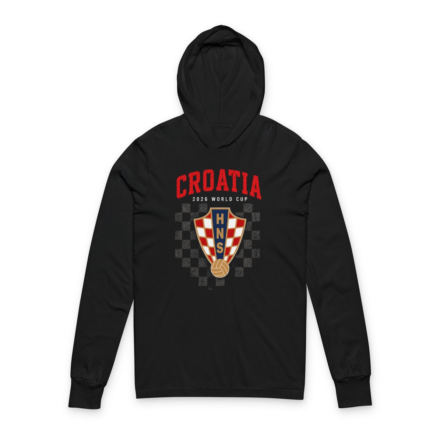 CROATIA  Soccer Hoodie Tee — World Cup 2022 Team Roster Long-Sleeve Hooded Tee