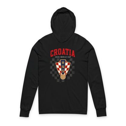 CROATIA  Soccer Hoodie Tee — World Cup 2022 Team Roster Long-Sleeve Hooded Tee