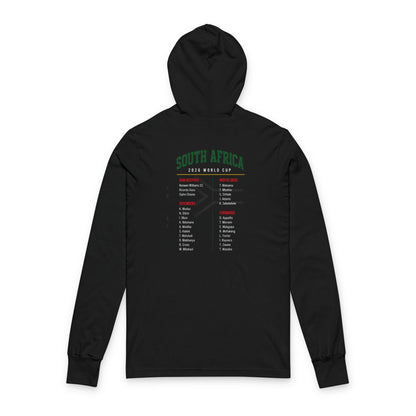 SOUTH AFRICA Soccer Hoodie Tee — World Cup 2022 Team Roster Long-Sleeve Hooded Tee