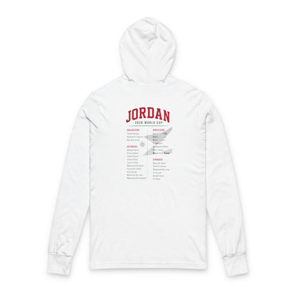 JORDAN Soccer Hoodie Tee — World Cup 2022 Team Roster Long-Sleeve Hooded Tee