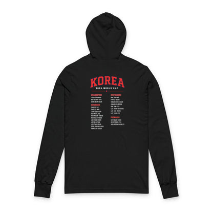 KOREA Soccer Hoodie Tee — World Cup 2022 Team Roster Long-Sleeve Hooded Tee
