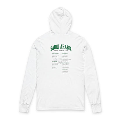 SAUDI ARABIA Soccer Hoodie Tee — World Cup 2022 Team Roster Long-Sleeve Hooded Tee