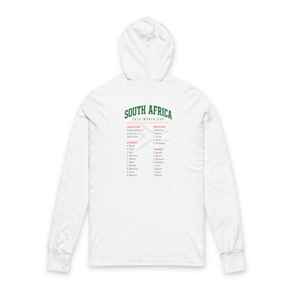 SOUTH AFRICA Soccer Hoodie Tee — World Cup 2022 Team Roster Long-Sleeve Hooded Tee