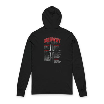 NORWAY Soccer Hoodie Tee — World Cup 2022 Team Roster Long-Sleeve Hooded Tee
