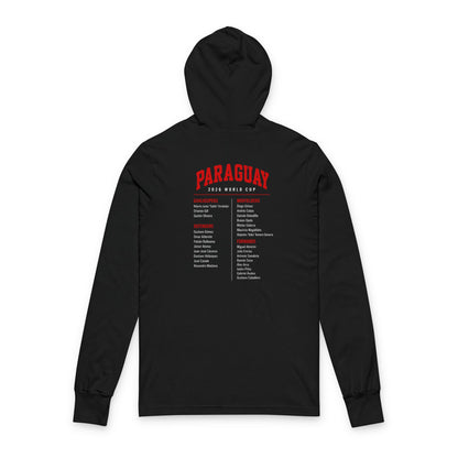 PARAGUAY Soccer Hoodie Tee — World Cup 2022 Team Roster Long-Sleeve Hooded Tee
