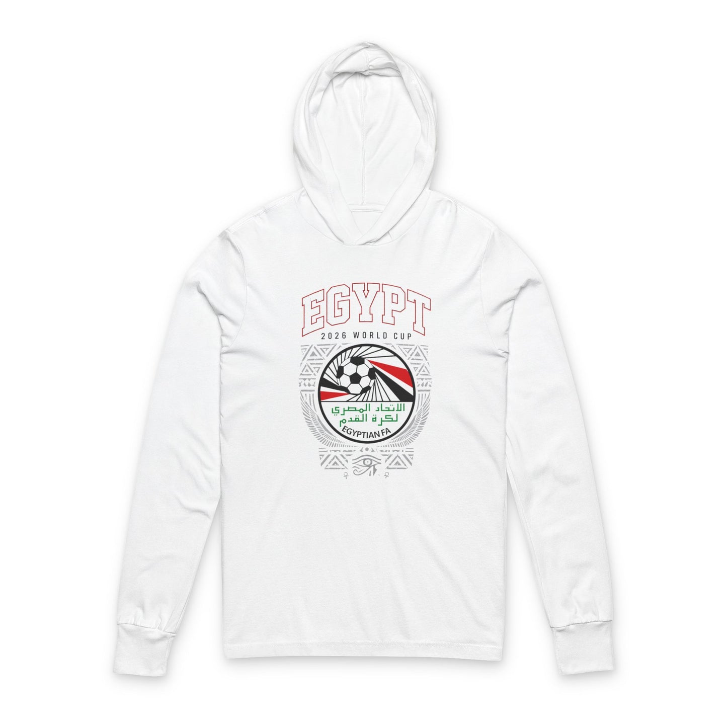 EGYPT Soccer Hoodie Tee — World Cup 2022 Team Roster Long-Sleeve Hooded Tee