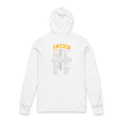 SWEDEN  Soccer Hoodie Tee — World Cup 2022 Team Roster Long-Sleeve Hooded Tee