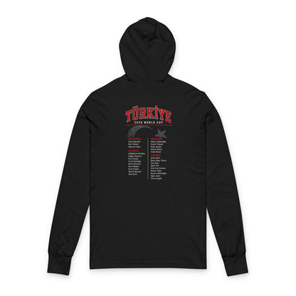 TURKEY Soccer Hoodie Tee — World Cup 2022 Team Roster Long-Sleeve Hooded Tee