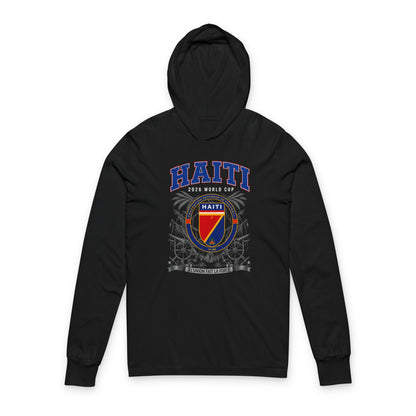 HAITI  Soccer Hoodie Tee — World Cup 2022 Team Roster Long-Sleeve Hooded Tee