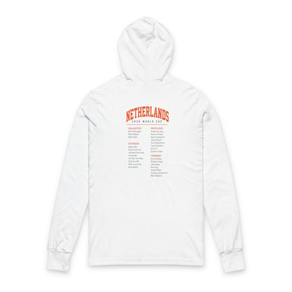 NETHERLANDS Soccer Hoodie Tee — World Cup 2022 Team Roster Long-Sleeve Hooded Tee