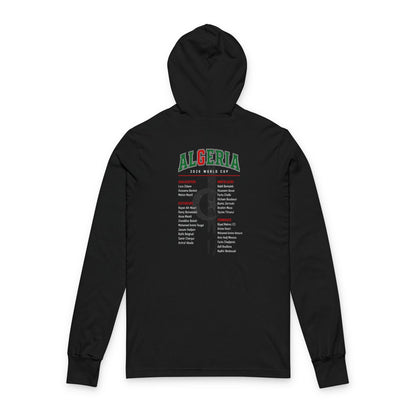 ALGERIA Soccer Hoodie Tee — World Cup 2022 Team Roster Long-Sleeve Hooded Tee