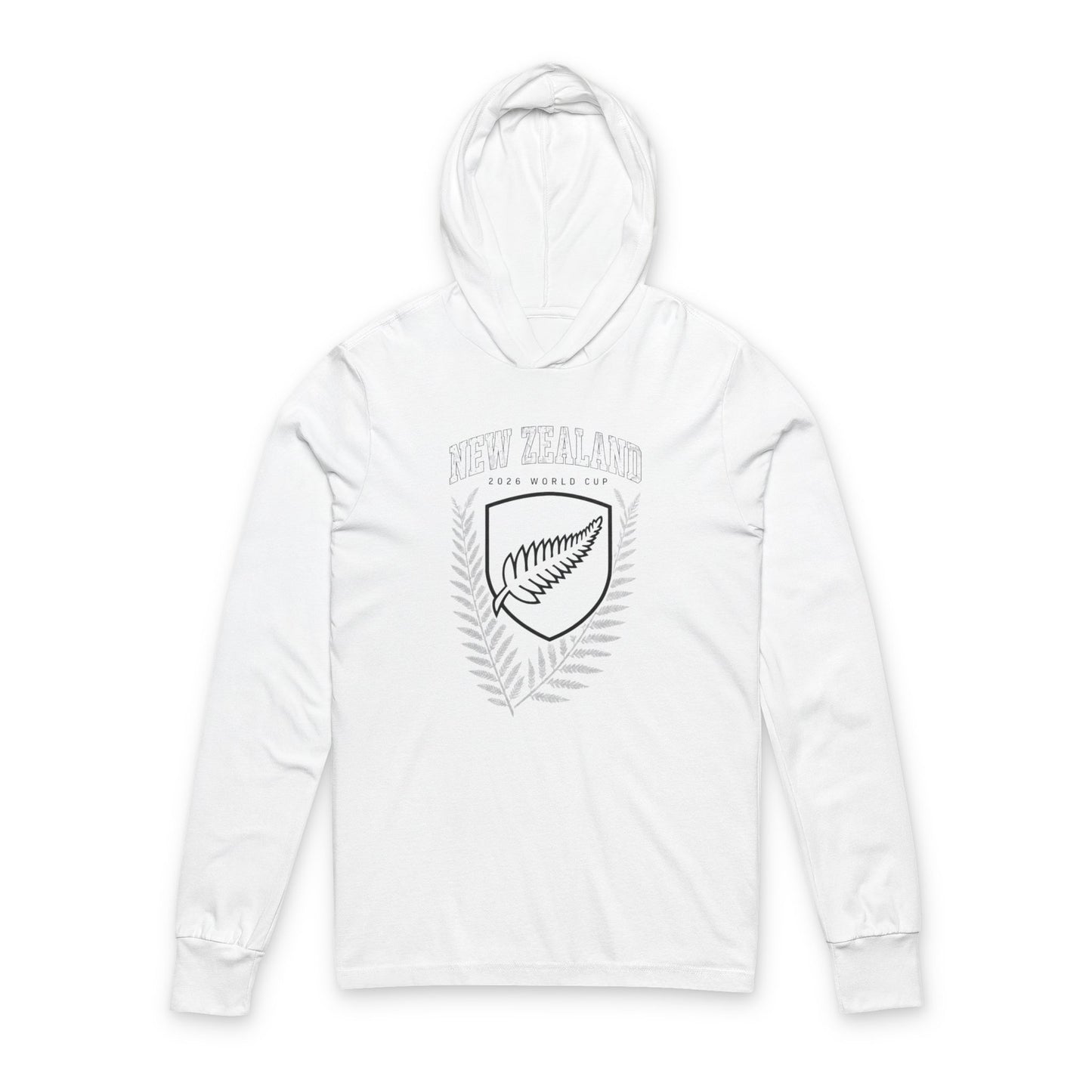 NEW ZEALAND Soccer Hoodie Tee — World Cup 2022 Team Roster Long-Sleeve Hooded Tee