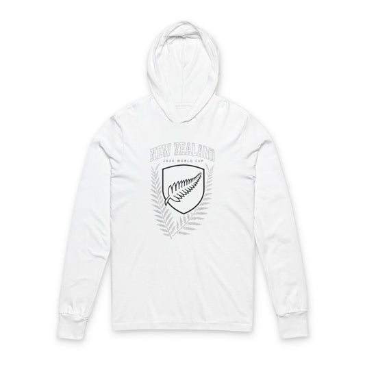 NEW ZEALAND Soccer Hoodie Tee — World Cup 2022 Team Roster Long-Sleeve Hooded Tee