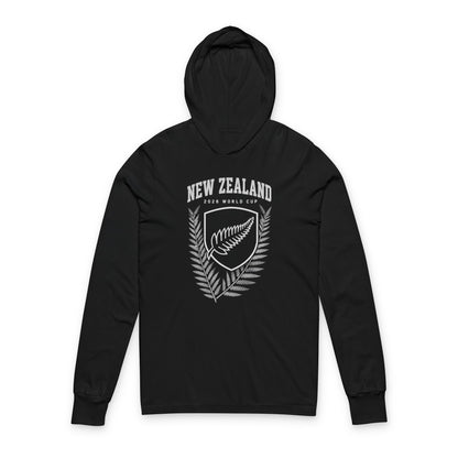 NEW ZEALAND Soccer Hoodie Tee — World Cup 2022 Team Roster Long-Sleeve Hooded Tee