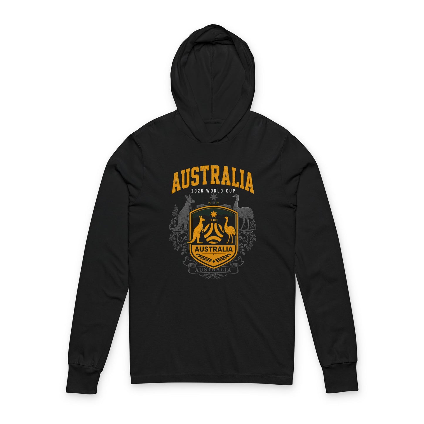AUSTRALIA Soccer Hoodie Tee — World Cup 2022 Team Roster Long-Sleeve Hooded Tee