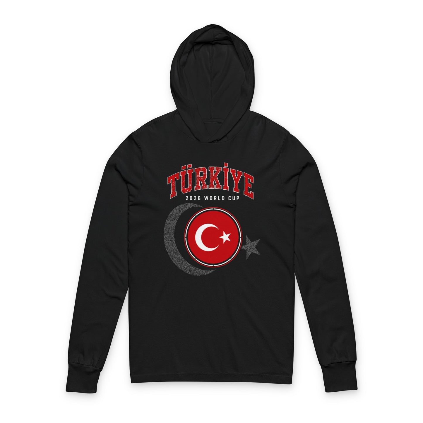 TURKEY Soccer Hoodie Tee — World Cup 2022 Team Roster Long-Sleeve Hooded Tee