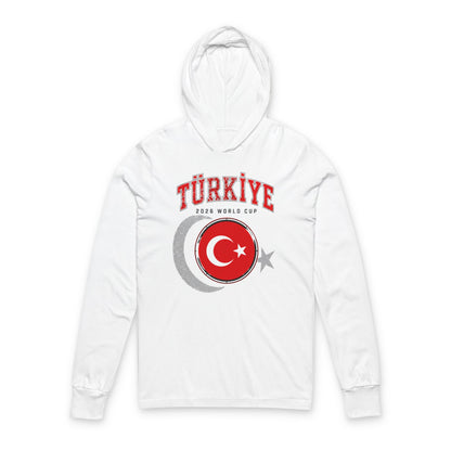 TURKEY Soccer Hoodie Tee — World Cup 2022 Team Roster Long-Sleeve Hooded Tee