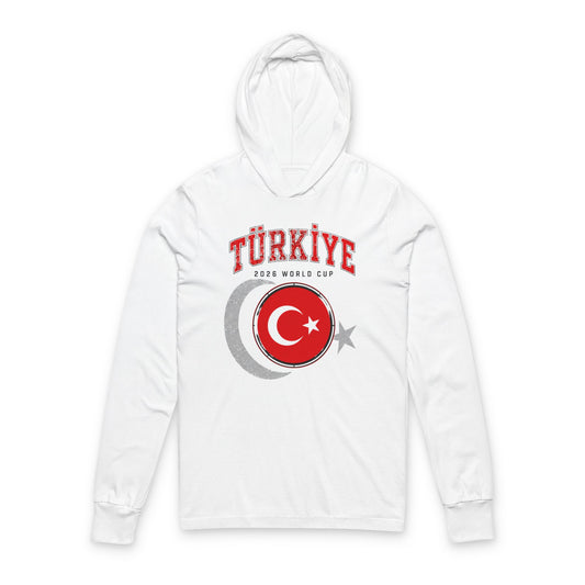 TURKEY Soccer Hoodie Tee — World Cup 2022 Team Roster Long-Sleeve Hooded Tee