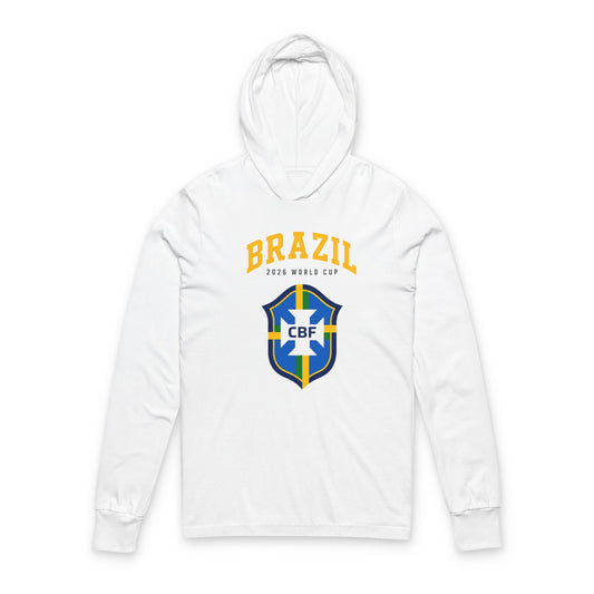 BRAZIL Soccer Hoodie Tee — World Cup 2022 Team Roster Long-Sleeve Hooded Tee