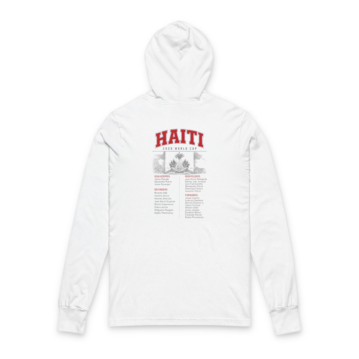 HAITI  Soccer Hoodie Tee — World Cup 2022 Team Roster Long-Sleeve Hooded Tee