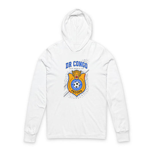 CONGO DR Soccer Hoodie Tee — World Cup 2022 Team Roster Long-Sleeve Hooded Tee