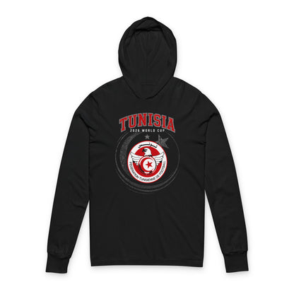 TUNISIA Soccer Hoodie Tee — World Cup 2022 Team Roster Long-Sleeve Hooded Tee