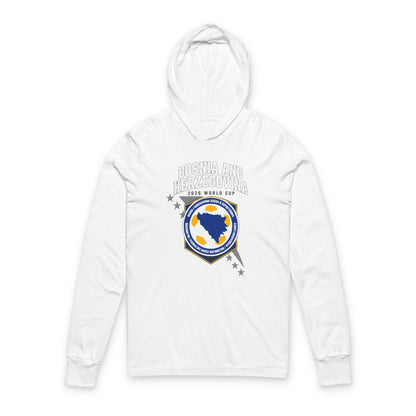BOSNIA AND HERZEGOVINA Soccer Hoodie Tee — World Cup 2022 Team Roster Long-Sleeve Hooded Tee