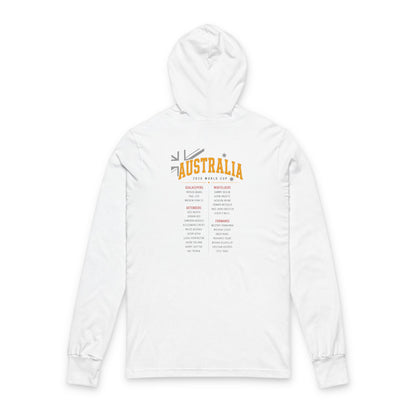 AUSTRALIA Soccer Hoodie Tee — World Cup 2022 Team Roster Long-Sleeve Hooded Tee