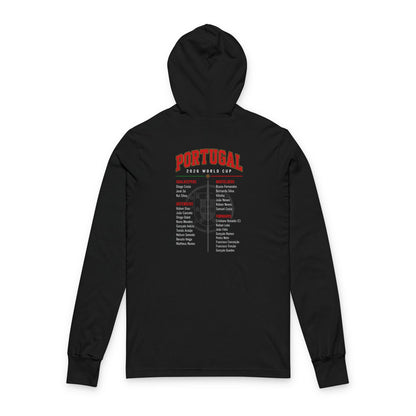 PORTUGAL Soccer Hoodie Tee — World Cup 2022 Team Roster Long-Sleeve Hooded Tee