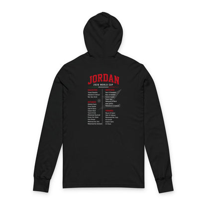 JORDAN Soccer Hoodie Tee — World Cup 2022 Team Roster Long-Sleeve Hooded Tee