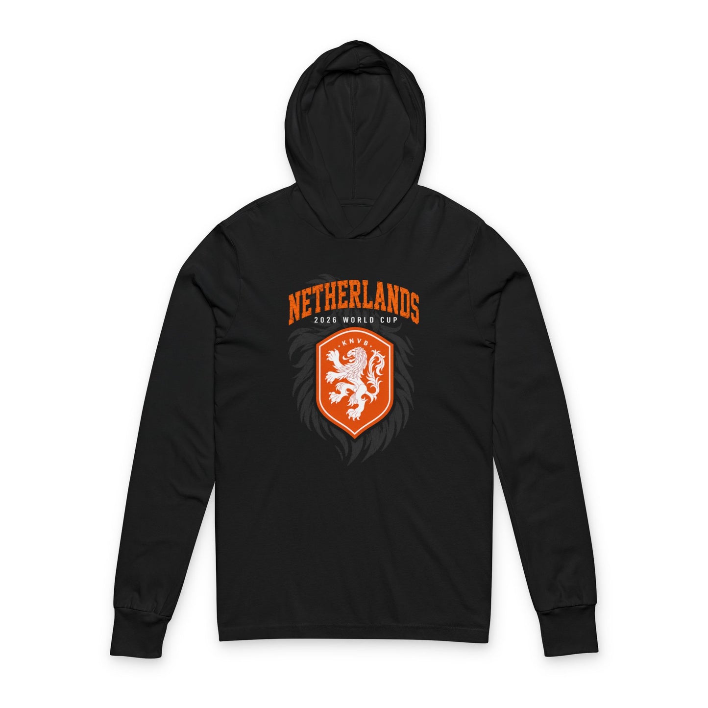 NETHERLANDS Soccer Hoodie Tee — World Cup 2022 Team Roster Long-Sleeve Hooded Tee