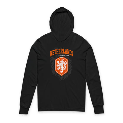 NETHERLANDS Soccer Hoodie Tee — World Cup 2022 Team Roster Long-Sleeve Hooded Tee