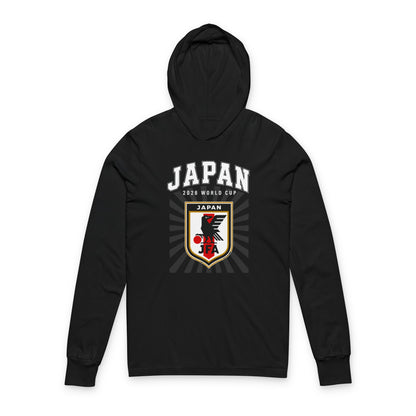 JAPAN Soccer Hoodie Tee — World Cup 2022 Team Roster Long-Sleeve Hooded Tee