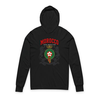 MOROCCO Soccer Hoodie Tee — World Cup 2022 Team Roster Long-Sleeve Hooded Tee
