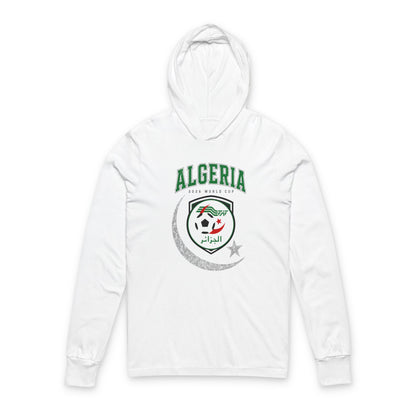 ALGERIA Soccer Hoodie Tee — World Cup 2022 Team Roster Long-Sleeve Hooded Tee