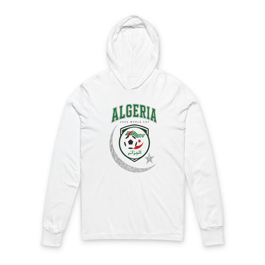 ALGERIA Soccer Hoodie Tee — World Cup 2022 Team Roster Long-Sleeve Hooded Tee