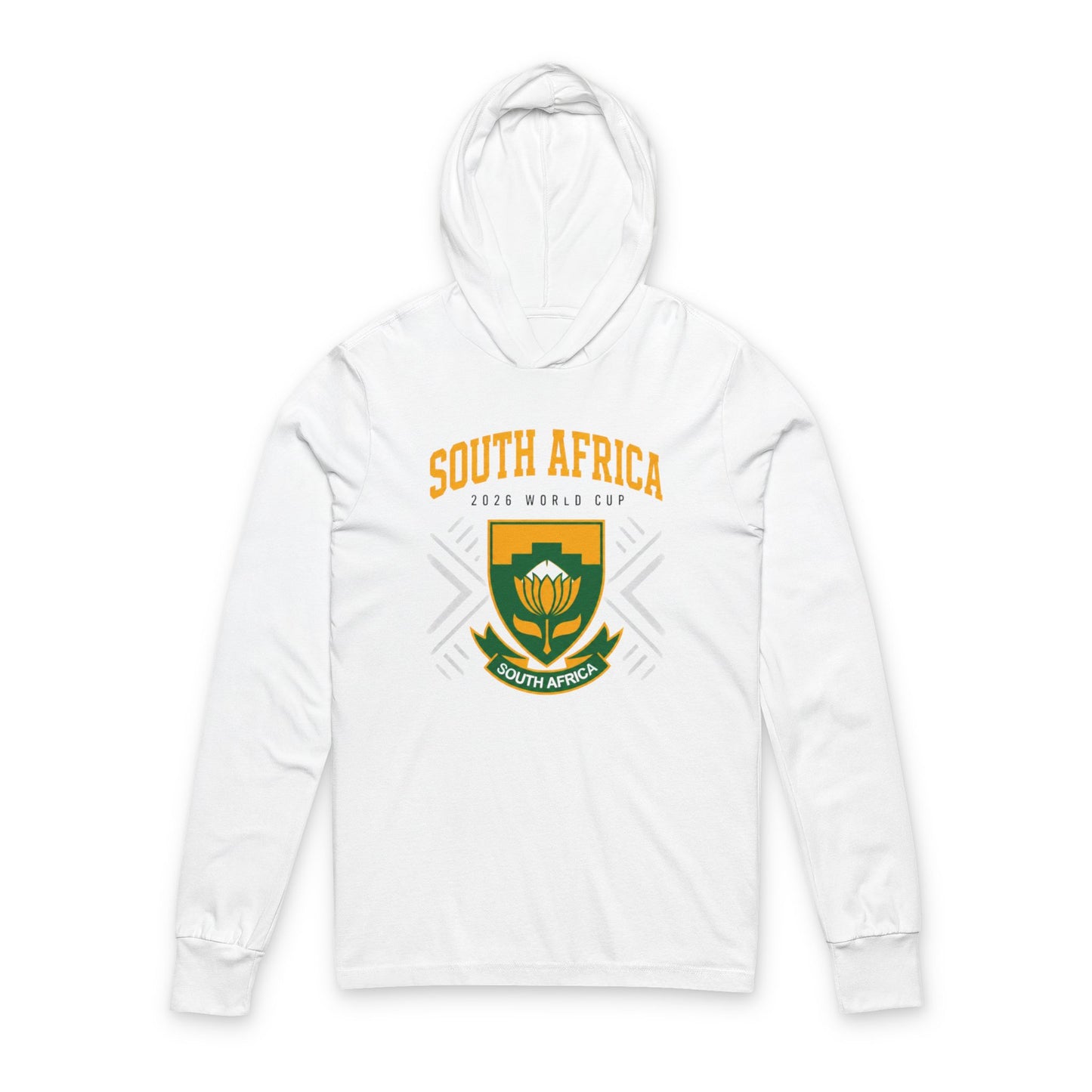 SOUTH AFRICA Soccer Hoodie Tee — World Cup 2022 Team Roster Long-Sleeve Hooded Tee