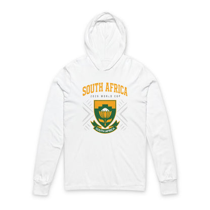 SOUTH AFRICA Soccer Hoodie Tee — World Cup 2022 Team Roster Long-Sleeve Hooded Tee