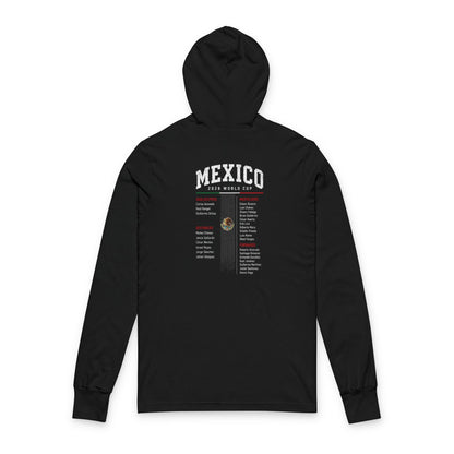 MEXICO Soccer Hoodie Tee — World Cup 2022 Team Roster Long-Sleeve Hooded Tee
